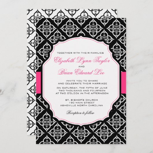Damask Dreams - trouwuitnodigingen Kaart (Voorkant / Achterkant)