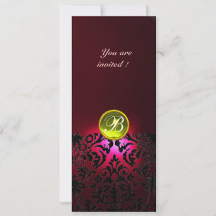 DAMASK EDELE STEEN MONOGRAAM geel rood bordeauxroo Kaart