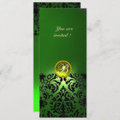 DAMASK EDELE STEEN MONOGRAAM groen geel Kaart (Voorkant / Achterkant)