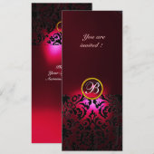 DAMASK EDELE STEEN MONOGRAAM rood bordeauxrood Kaart (Voorkant / Achterkant)