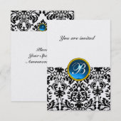 DAMASK EDELE STEEN MONOGRAAM saffier blauw ijs rsv Kaart (Voorkant / Achterkant)
