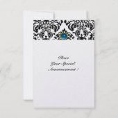 DAMASK EDELE STEEN MONOGRAAM saffier blauw ijs rsv Kaart (Achterkant)