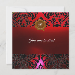 DAMASK EDELE STEEN MONOGRAM burgunderrode waszegel Kaart