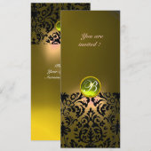 DAMASK EDELE STEEN MONOGRAM geel Kaart (Voorkant / Achterkant)