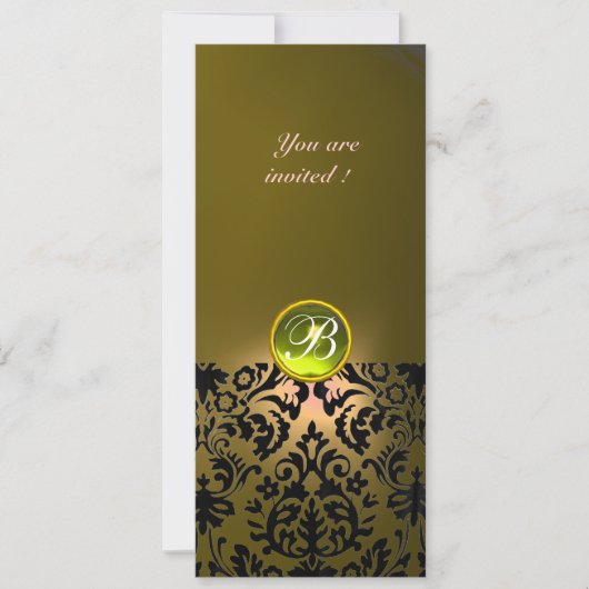 DAMASK EDELE STEEN MONOGRAM geel Kaart (Voorkant)