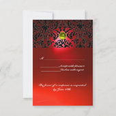 DAMASK EDELE STEEN MONOGRAM Geel Rood Rsvp Kaartje (Achterkant)