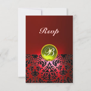 DAMASK EDELE STEEN MONOGRAM Geel Rood Rsvp Kaartje