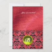 DAMASK EDELE STEEN MONOGRAM paarse zijde Kaart (Voorkant)