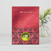 DAMASK EDELE STEEN MONOGRAM paarse zijde Kaart (Staand voorkant)