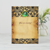 DAMASK EDELE STEEN MONOGRAM perkament groen Kaart (Staand voorkant)
