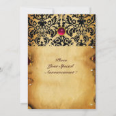 DAMASK EDELE STEEN MONOGRAM perkament rood roze Kaart (Achterkant)