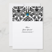 DAMASK EDELE STEEN MONOGRAM saffier blauw goud Kaart (Achterkant)