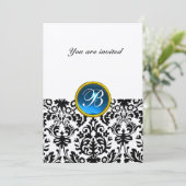 DAMASK EDELE STEEN MONOGRAM saffier blauw goud Kaart (Staand voorkant)