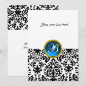 DAMASK EDELE STEEN MONOGRAM saffier blauw goud Kaart (Voorkant / Achterkant)