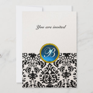 DAMASK EDELE STEEN MONOGRAM saffier blauw goud Kaart