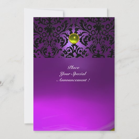 DAMASK EDELGESTEENTE INITIALEN  geel paars Kaart (Achterkant)