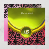 DAMASK EDELGESTEENTE INITIALEN paarse zijde geel Kaart (Voorkant / Achterkant)