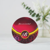 DAMASK EDELGESTEENTE INITIALEN robijnrood bordeaux Kaart (Staand voorkant)