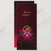 DAMASK EDELGESTEENTE INITIALEN rood bordeauxrood Kaart (Voorkant / Achterkant)