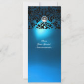 DAMASK EDELGESTEENTE INITIALEN  wit blauw, turkooi Kaart (Achterkant)