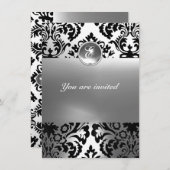 DAMASK EDELGESTEENTE INITIALEN wit Kaart (Voorkant / Achterkant)