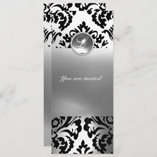 DAMASK EDELGESTEENTE INITIALEN wit Kaart (Voorkant / Achterkant)