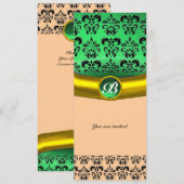DAMASK EDELGESTEENTE MONOGRAAM groen Kaart (Voorkant / Achterkant)