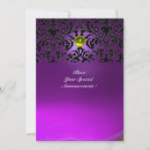 DAMASK EDELGESTEENTE MONOGRAM  geel paars Kaart (Achterkant)