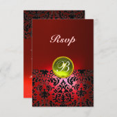 DAMASK EDELGESTEENTE MONOGRAM  Geel Rood Rsvp (Voorkant / Achterkant)