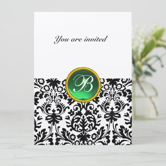 DAMASK EDELGESTEENTE MONOGRAM jade groen gespikkel Kaart (Staand voorkant)