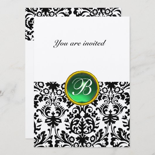 DAMASK EDELGESTEENTE MONOGRAM jade groen gespikkel Kaart (Voorkant / Achterkant)