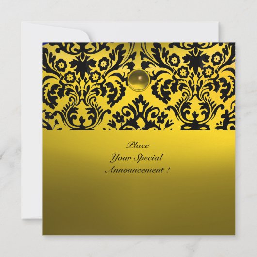 DAMASK EDELGESTEENTE MONOGRAM topaas geel donker Kaart (Achterkant)