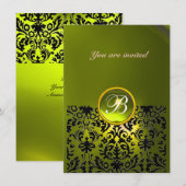 DAMASK EDELGESTEENTE MONOGRAM topaas geel rsvp Kaart (Voorkant / Achterkant)