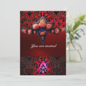 DAMASK EDELSTEEN EN ROZE ROZEN MONOGRAAM KAART (Staand voorkant)
