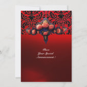 DAMASK EDELSTEEN EN ROZE ROZEN MONOGRAAM KAART (Achterkant)