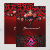DAMASK EDELSTEEN EN ROZE ROZEN MONOGRAAM KAART (Voorkant / Achterkant)