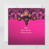 DAMASK EDELSTEEN EN ROZE ROZEN MONOGRAM KAART (Achterkant)