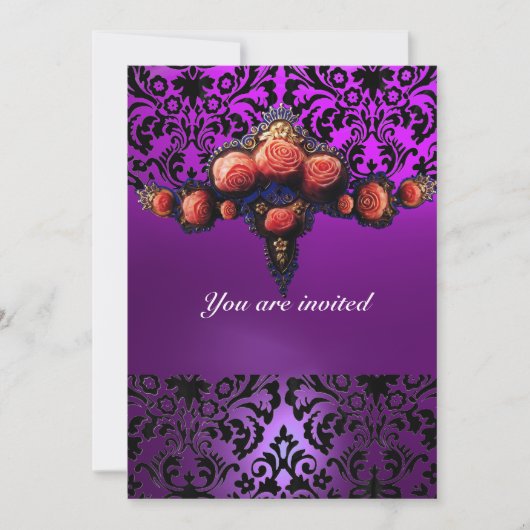DAMASK EDELSTEEN EN ROZE ROZEN MONOGRAM KAART (Voorkant)