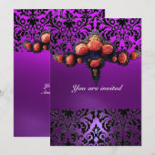 DAMASK EDELSTEEN EN ROZE ROZEN MONOGRAM KAART (Voorkant / Achterkant)