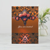 DAMASK EDELSTEEN EN ROZE ROZEN MONOGRAM KAART (Staand voorkant)
