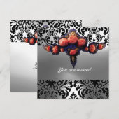 DAMASK EDELSTEEN EN ROZE ROZEN MONOGRAM KAART (Voorkant / Achterkant)