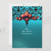 DAMASK EDELSTEEN EN ROZE ROZEN MONOGRAM KAART (Achterkant)