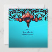 DAMASK EDELSTEEN EN ROZE ROZEN MONOGRAM KAART (Achterkant)