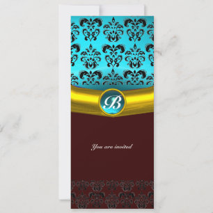 DAMASK EDELSTEEN INITIALEN ,blauw turkoois Kaart