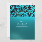 DAMASK EDELSTEEN INITIALEN blauwe aquamarine Kaart (Achterkant)