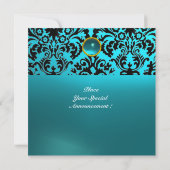 DAMASK EDELSTEEN INITIALEN blauwe aquamarine Kaart (Achterkant)