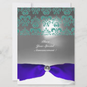 DAMASK EDELSTEEN INITIALEN blauwe lint Kaart (Achterkant)