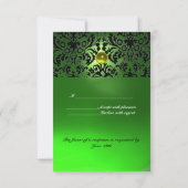 DAMASK EDELSTEEN INITIALEN Geel Groen Rsvp Kaartje (Achterkant)