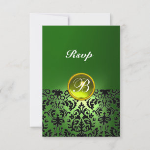 DAMASK EDELSTEEN INITIALEN Geel Groen Rsvp Kaartje