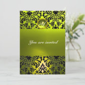 DAMASK EDELSTEEN INITIALEN geel Kaart (Staand voorkant)